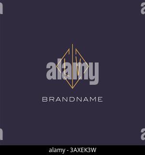 Initial letter LV logo monogram with diamond rhombus style design ideas vector graphic Stock Vector
