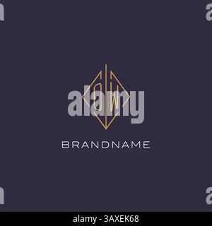 Initial letter OW logo monogram with diamond rhombus style design ideas vector graphic Stock Vector
