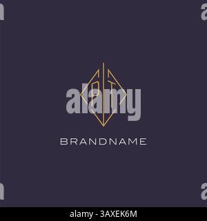 Initial letter PT logo monogram with diamond rhombus style design ideas vector graphic Stock Vector