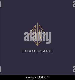 Initial letter OV logo monogram with diamond rhombus style design ideas vector graphic Stock Vector