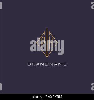 Initial letter PH logo monogram with diamond rhombus style design ideas vector graphic Stock Vector