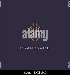 Initial letter OR logo monogram with diamond rhombus style design ideas vector graphic Stock Vector