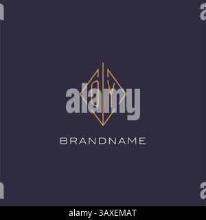 Initial letter QY logo monogram with diamond rhombus style design ideas vector graphic Stock Vector