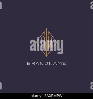 Initial letter QW logo monogram with diamond rhombus style design ideas vector graphic Stock Vector