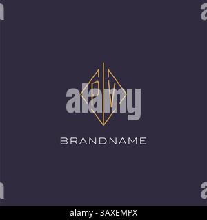 Initial letter PV logo monogram with diamond rhombus style design ideas vector graphic Stock Vector
