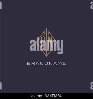 Initial letter PM logo monogram with diamond rhombus style design ideas vector graphic Stock Vector