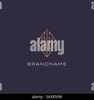 Initial letter QU logo monogram with diamond rhombus style design ideas vector graphic Stock Vector