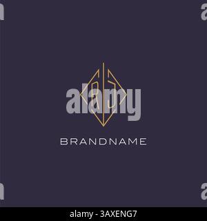 Initial letter RJ logo monogram with diamond rhombus style design ideas vector graphic Stock Vector
