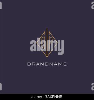 Initial letter QP logo monogram with diamond rhombus style design ideas vector graphic Stock Vector