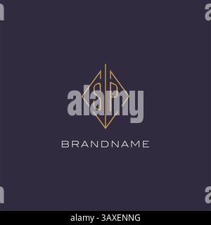 Initial letter SP logo monogram with diamond rhombus style design ideas vector graphic Stock Vector