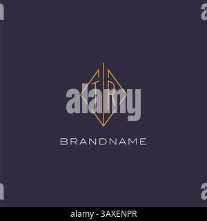 Initial letter TR logo monogram with diamond rhombus style design ideas vector graphic Stock Vector