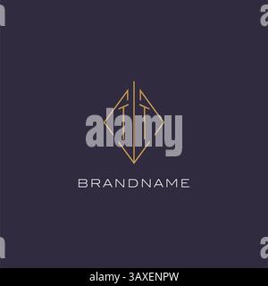 Initial letter TT logo monogram with diamond rhombus style design ideas vector graphic Stock Vector