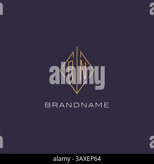 Initial letter RN logo monogram with diamond rhombus style design ideas vector graphic Stock Vector