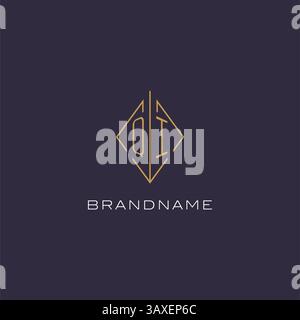 Initial letter QI logo monogram with diamond rhombus style design ideas vector graphic Stock Vector
