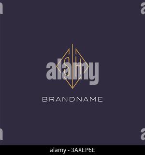 Initial letter SH logo monogram with diamond rhombus style design ideas vector graphic Stock Vector