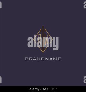 Initial letter RW logo monogram with diamond rhombus style design ideas vector graphic Stock Vector