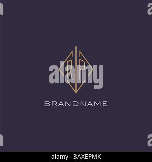 Initial letter RP logo monogram with diamond rhombus style design ideas vector graphic Stock Vector