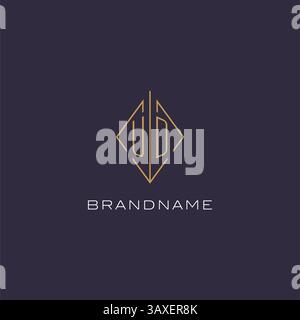 Initial letter UD logo monogram with diamond rhombus style design ideas vector graphic Stock Vector