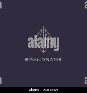 Initial letter TD logo monogram with diamond rhombus style design ideas vector graphic Stock Vector