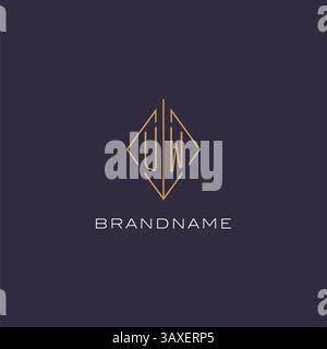 Initial letter UW logo monogram with diamond rhombus style design ideas vector graphic Stock Vector