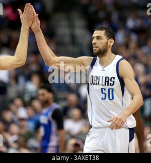 February 2, 2017 - Dallas, TX, USA - Dallas Mavericks center Salah Mejri got 16 points and 17 rebounds against the Philadelphia 76ers on Wednesday, Feb. 1, 2017 at the American Airlines Center in Dallas, Texas. (Credit Image: © Steve Nurenberg/TNS via ZUMA Wire) Stock Photo