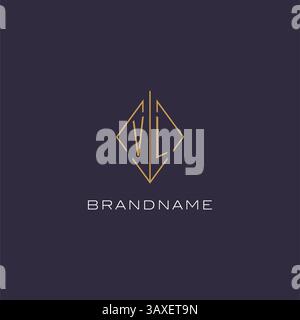 Initial letter VL logo monogram with diamond rhombus style design ideas vector graphic Stock Vector
