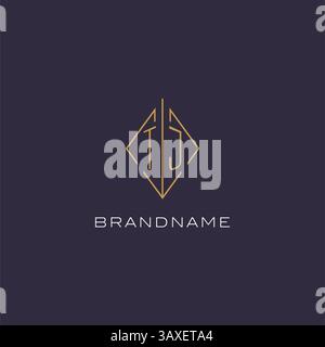 Initial letter TJ logo monogram with diamond rhombus style design ideas vector graphic Stock Vector