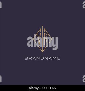 Initial letter VR logo monogram with diamond rhombus style design ideas vector graphic Stock Vector