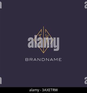Initial letter TX logo monogram with diamond rhombus style design ideas vector graphic Stock Vector