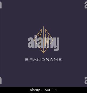 Initial letter TW logo monogram with diamond rhombus style design ideas vector graphic Stock Vector