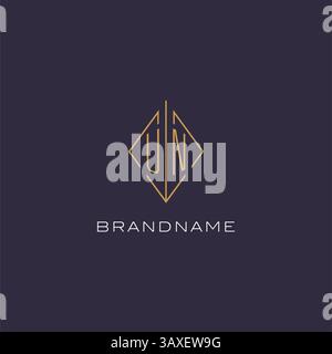 Initial letter UN logo monogram with diamond rhombus style design ideas vector graphic Stock Vector