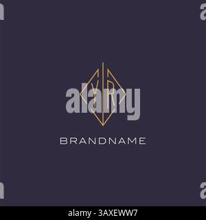 Initial letter YR logo monogram with diamond rhombus style design ideas vector graphic Stock Vector