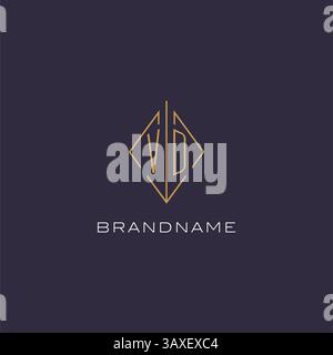 Initial letter VD logo monogram with diamond rhombus style design ideas vector graphic Stock Vector