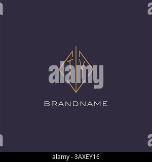 Initial letter TY logo monogram with diamond rhombus style design ideas vector graphic Stock Vector