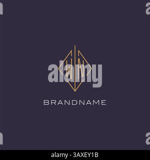Initial letter WN logo monogram with diamond rhombus style design ideas vector graphic Stock Vector
