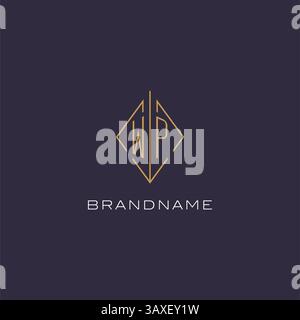 Initial letter WP logo monogram with diamond rhombus style design ideas vector graphic Stock Vector