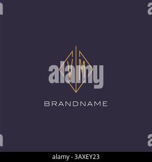 Initial letter VM logo monogram with diamond rhombus style design ideas vector graphic Stock Vector