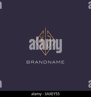 Initial letter XJ logo monogram with diamond rhombus style design ideas vector graphic Stock Vector