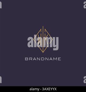 Initial letter WK logo monogram with diamond rhombus style design ideas vector graphic Stock Vector