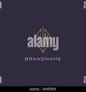 Initial letter YN logo monogram with diamond rhombus style design ideas vector graphic Stock Vector