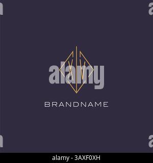 Initial letter XV logo monogram with diamond rhombus style design ideas vector graphic Stock Vector