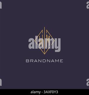 Initial letter WM logo monogram with diamond rhombus style design ideas vector graphic Stock Vector