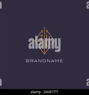 Initial letter ZU logo monogram with diamond rhombus style design ideas vector graphic Stock Vector