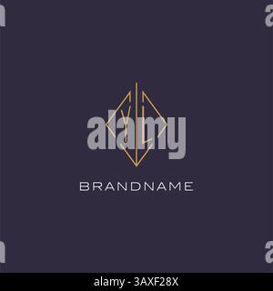Initial letter YL logo monogram with diamond rhombus style design ideas vector graphic Stock Vector