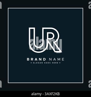 UR Vector Logo Template - Simple Icon for Initial Letter U and R Monogram Stock Vector