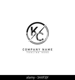 Creative Logo for Initials KC in Monogram Style - Vector Template for Initial Letter K and C Stock Vector