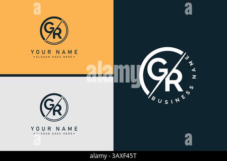 Abstract Letter GR Logo - Initial Monogram Template for Alphabet G and R Stock Vector