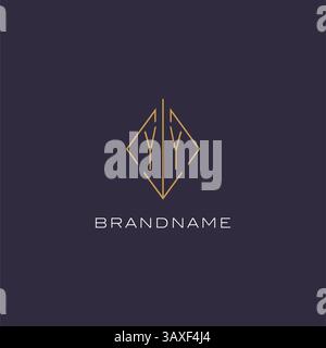 Initial letter YY logo monogram with diamond rhombus style design ideas vector graphic Stock Vector