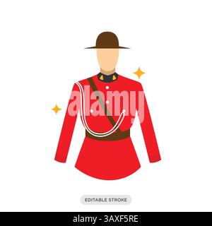 Royal mounted police icon. Canadian police uniform symbol. Canada travel, landmark, culture vector illustration in color fill style. Stock Vector