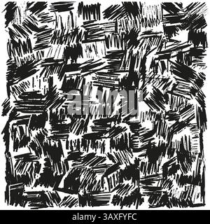 Lines Doodle Abstract Pattern - Black and White Colors - Handdrawn Illustration Vector Stock Vector